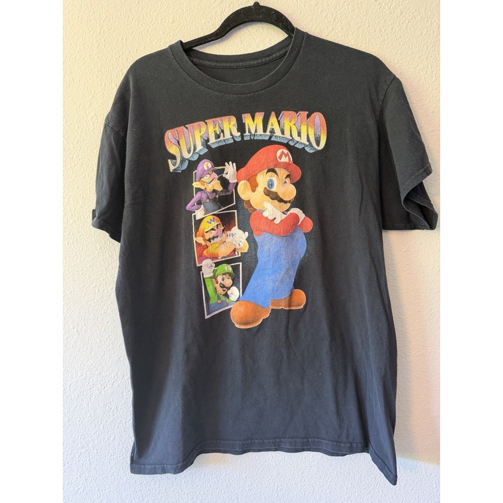 Super Mario Luigi Wario Waluigi Video Game  T-Shirt Large Graphic Preowned